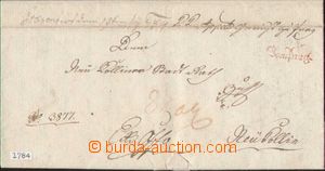 99532 - 1784 skládaný dopis s červeným řádkovým raz. Von PRAG