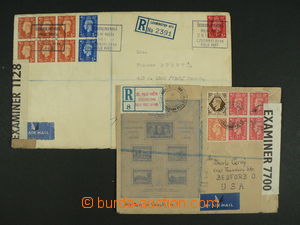 99553 - 1941-43 sestava 2ks R-dopisů do USA, oba s bohatou frankatu