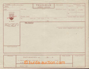 99662 - 1945 slovenský telegram s počkaným vyúčtováním, červ