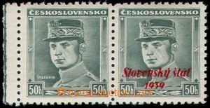 99788 - 1939 Alb.9DBP, Štefánik 50h green, pair with overprint and