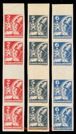 99855 - 1945 Pof.354-356Ms(4), Košice-issue, vertical 4-stamp gutte
