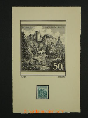 99925 - 1939 Pof.41, Jindřichův Hradec, rytecká liniová rozkresb