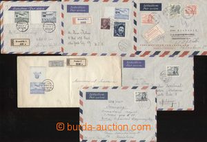 99937 - 1946-51 sestava 6ks dopisů do ciziny, 3x jako R, standardn�